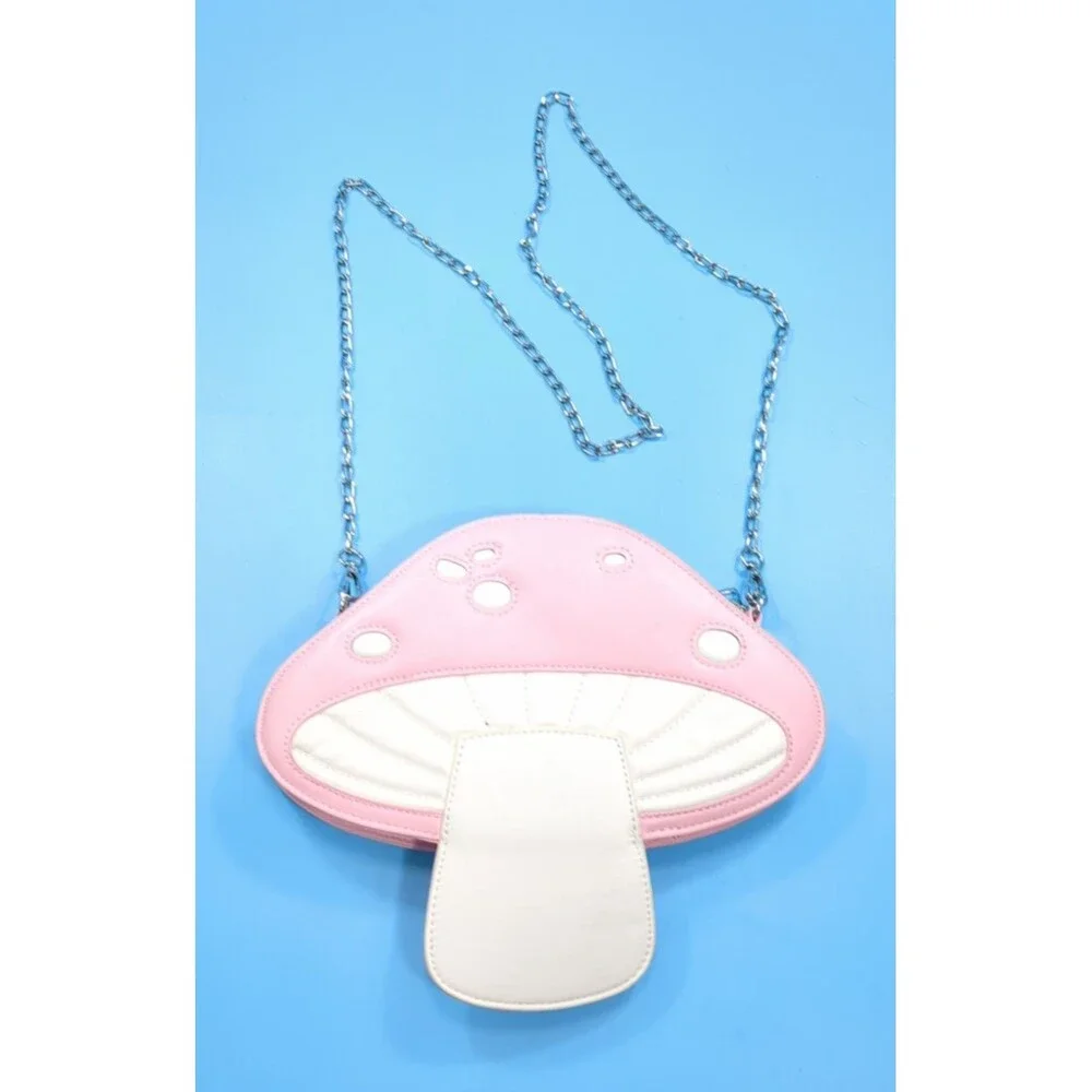 Mushroom Shape Crossbody Bag Pink White COSPLAY Faux Leather Purse